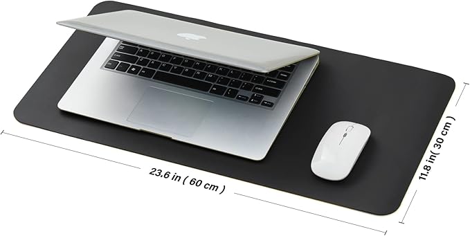 Compact Cork Desk Mat - Small Dual-Sided Desk Pad for Office and Home - Desk Organization and Accessories - Ideal for Large Mouse Pad and Small Desk Mats on Top of Desks(Black,23.6"x 11.8")-DeskLoop Office