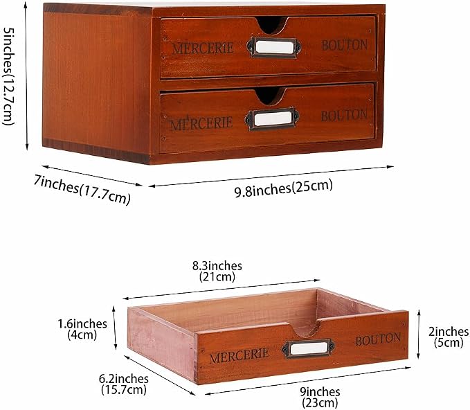 Wooden Storage Box Rustic Desktop Organizer - Image 3