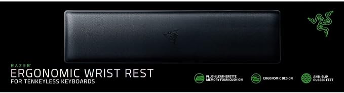 Razer Ergonomic Wrist Rest for Tenkeyless Keyboards: Plush Leatherette Memory by Unknown