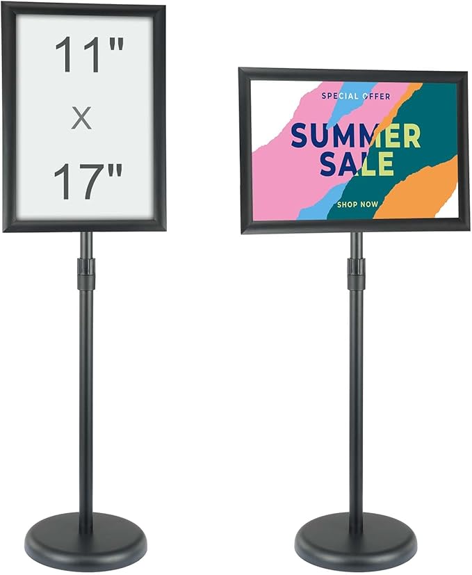 VEVOR Pedestal Sign Holder, 11 x 17 Inch Vertical and Horizontal Adjustable by VEVOR