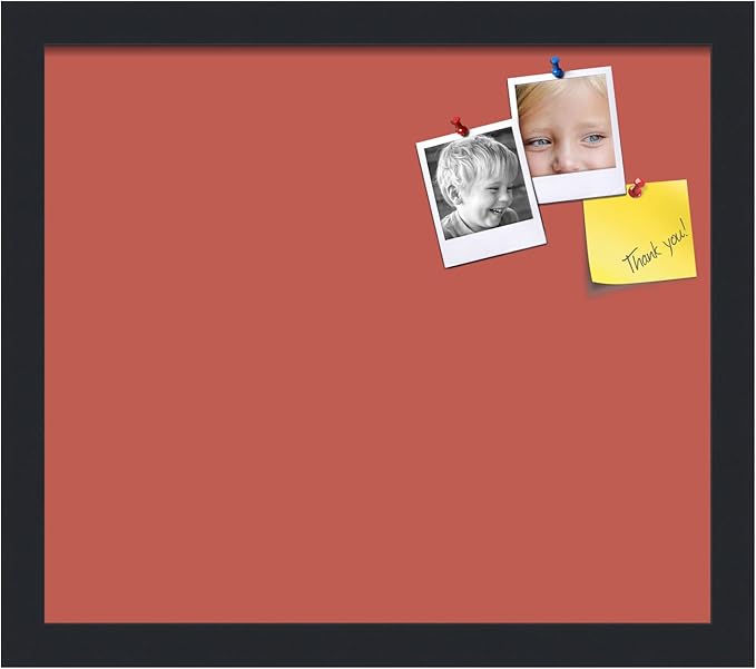 PinPix 15x13 Inch Cork Bulletin Board. This Decorative Framed Pin Board Comes with Crimson Pastel Design and a Satin Black Frame. Ideal for Home Office Decor or Message Board (PinPix-1807)-DeskLoop Office