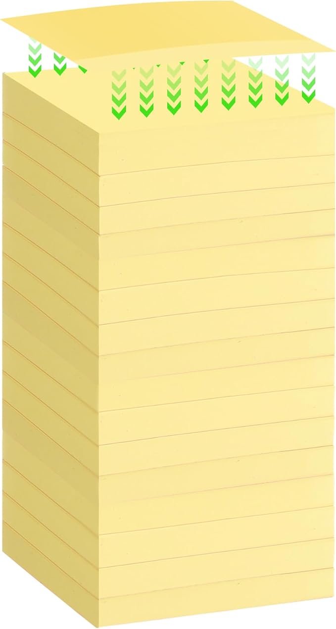Thenshop 24 Sets Full Adhesive Sticky Notes 3x3 Inches Sticky Notes Adhesive Memo Self-Stick Pads Back to School Supplies Easy to Post for Teacher Coworkers Office 80 Sheets/pad(Yellow,Unlined)-DeskLoop Office