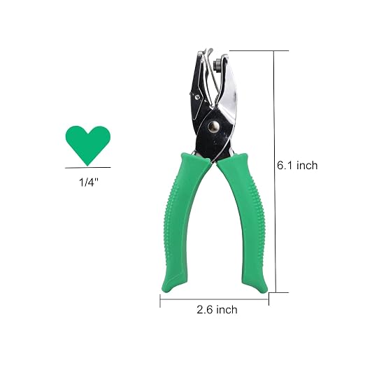 1/4 Inch Heart Shaped Hole Puncher, Handheld Single Hole Paper Punch, One Hole - Image 2