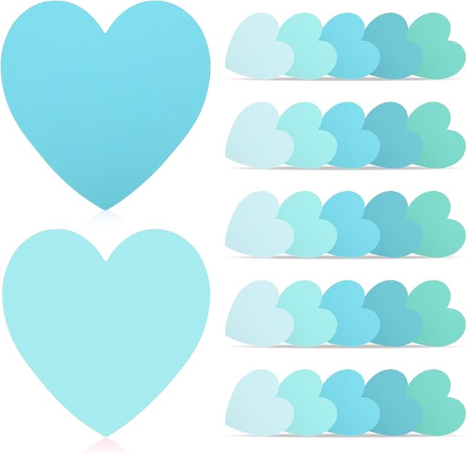 150 Pcs Heart Shape Note Cards Flat Blue Index Cards 3x3 Colored Index Cards by Unknown