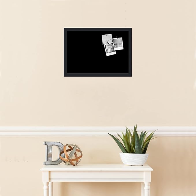 PinPix 19x13 Inch Cork Bulletin Board. This Decorative Framed Pin Board Comes with Solid Black Design and a Satin Black Frame. Ideal for Home Office Decor or Message Board (PinPix-622)-DeskLoop Office