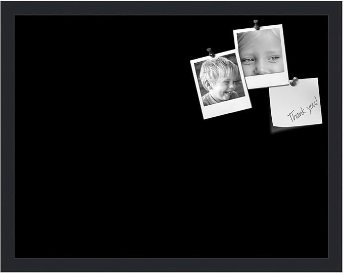 PinPix 22x17 Inch Cork Bulletin Board. This Decorative Framed Pin Board Comes with Solid Black Design and a Satin Black Frame. Ideal for Home Office Decor or Message Board (PinPix-622)-DeskLoop Office