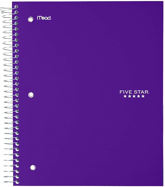 Five Star Spiral Notebook + Study App, 5 Subject, Wide Ruled Paper, 200 Sheets by FiveStar