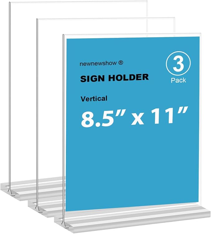 newnewshow 8.5x11 Clear Acrylic Sign Holder, Display Stand, Plastic Card Holder by NEWNEWSHOW