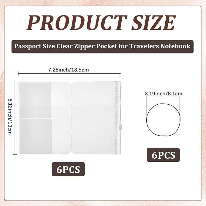 CRASPIRE 6Pcs Passport Size Zipper Pocket - Image 2