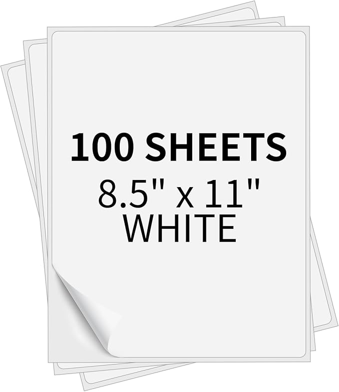 Full Sheet Labels 8.5” x 11” Sticker Paper Matte White, Large Shipping Label by PAPRMA