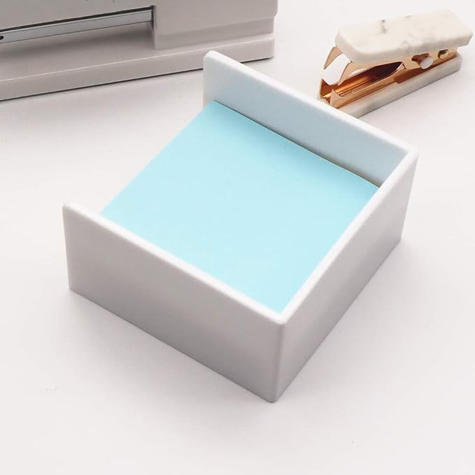 White Memo Holder 3 x 3 PS Notepad Organizer Sticky Notes Cube Holder - Image 4