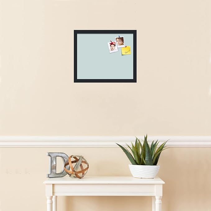 PinPix 16x13 Inch Cork Bulletin Board. This Decorative Framed Pin Board Comes with Soft Blue Design and a Satin Black Frame. Ideal for Home Office Decor or Message Board (PinPix-1814)-DeskLoop Office