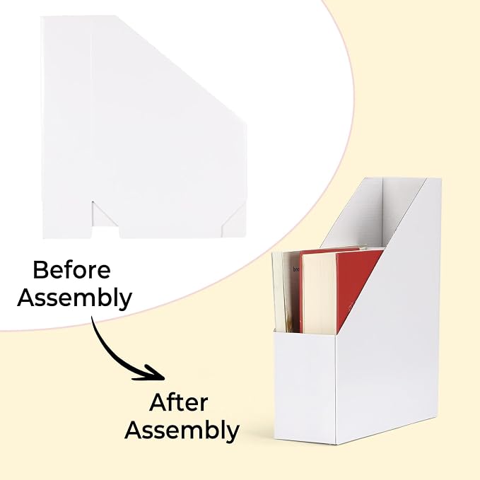 EXYGLO 12 Pack White Magazine File Holder, Cardboard Magazine Rack - Image 6
