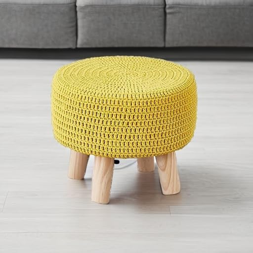Wimarsbon Small Ottomans, 100% Hand Knitted Pouf, Round Footrest - Image 5