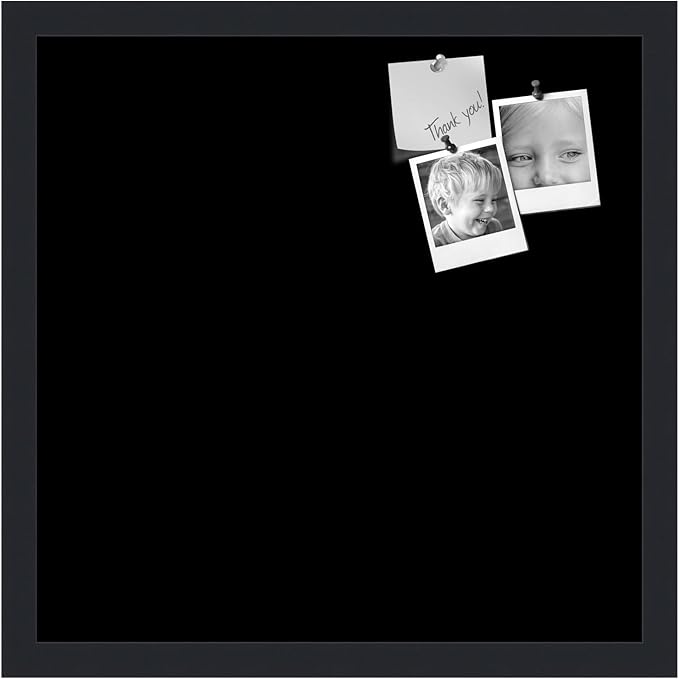 PinPix 17x17 Inch Cork Bulletin Board. This Decorative Framed Pin Board Comes with Solid Black Design and a Satin Black Frame. Ideal for Home Office Decor or Message Board (PinPix-622)-DeskLoop Office