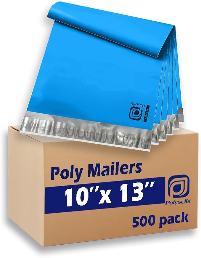 POLYSELLS 500 pcs 10x13 Inches Blue Poly Mailers Shipping Envelopes, Strong by POLYSELLS