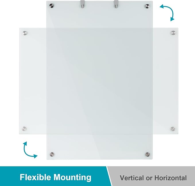 Glass Dry Erase Board, 36 x 24 Inches Magnetic Glass Whiteboard for Wall, 3' x 2' Frameless Board for Office, Home, School-DeskLoop Office