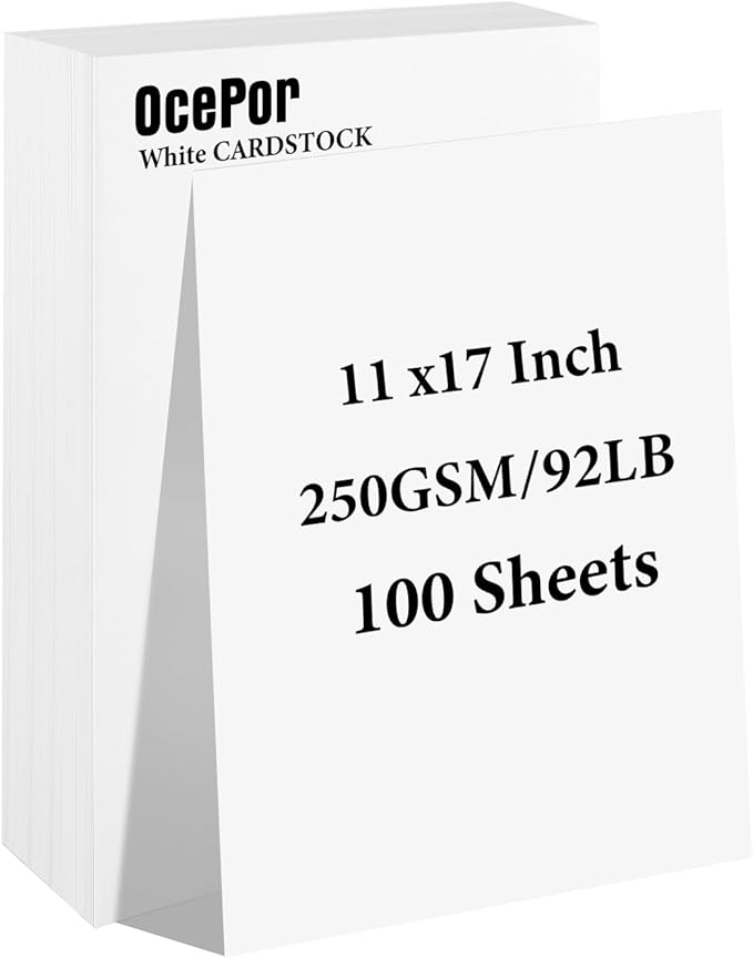100 Sheets White Cardstock 11” x 17”, 92lb/250gsm Card Stock, Thick Card Stock Paper, Heavy Cardstock Paper for Printer, Resume, Scrapbooks, Art, Crafts, Business Cards-DeskLoop Office