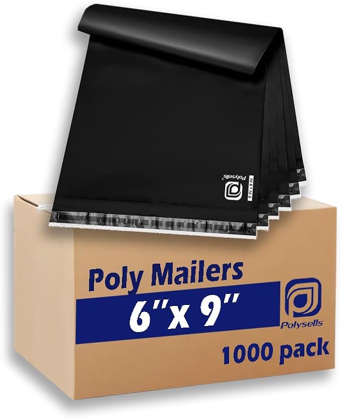 POLYSELLS 1000 pcs 6x9 Inches Black Poly Mailers Shipping Envelopes, Strong by POLYSELLS