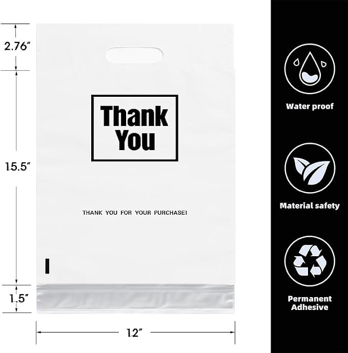POLYSELLS Thank You Poly Mailers 12x15.5 inches 100 Pcs Waterproof Self-Sealing - Image 2