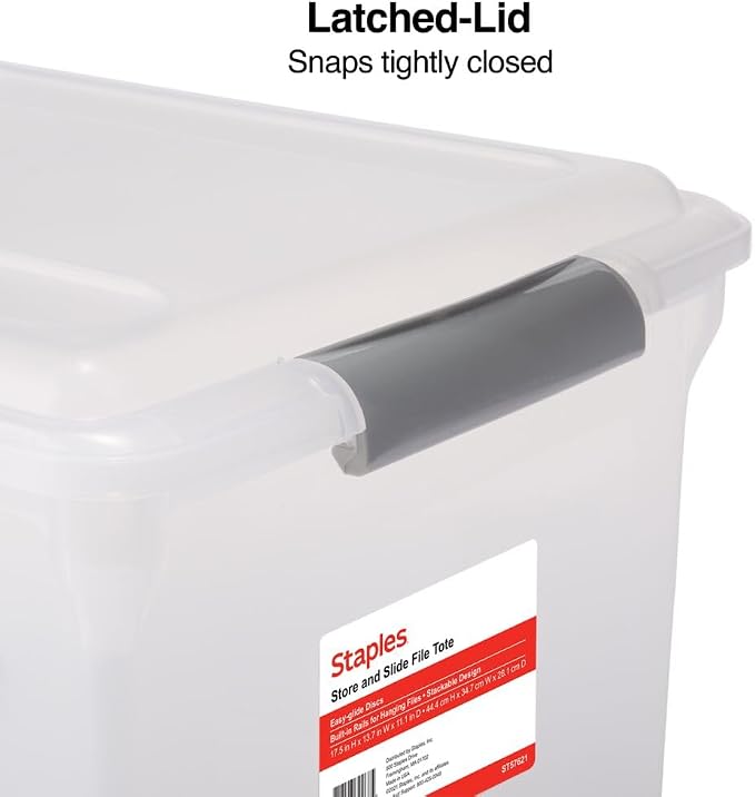 STAPLES Store & Slide Plastic File Box Latching, Letter/Legal Size - Image 4