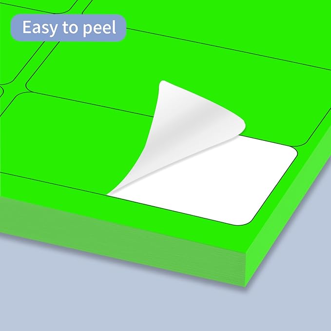 STARLIBOO Shipping Labels Stickers, 2"×4" Printable Fluorescent Mailing Labels for Laser/Inkjet Printing- Matte, Permanent Adhesive Sticker (Fluorescent Green)-DeskLoop Office