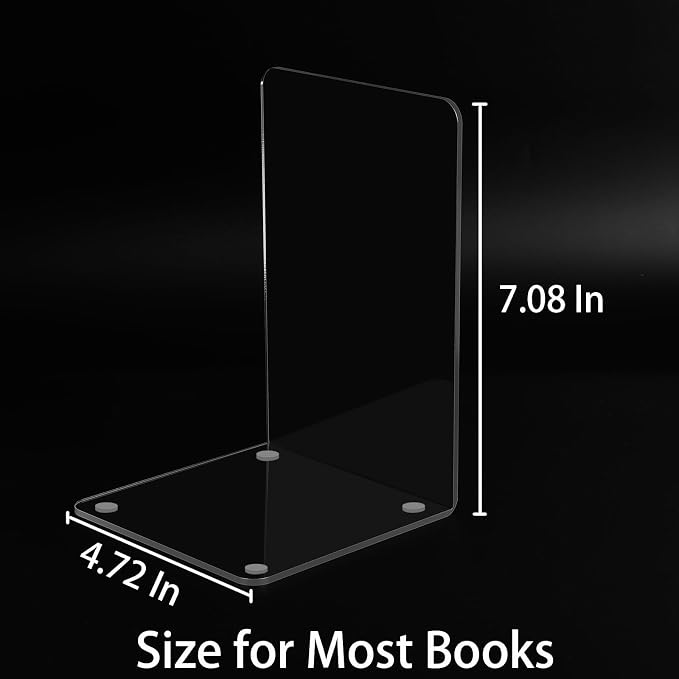 Adwikoso Clear Acrylic Book Ends, Non-Slip Book Holder Stand, Decorative Book - Image 4