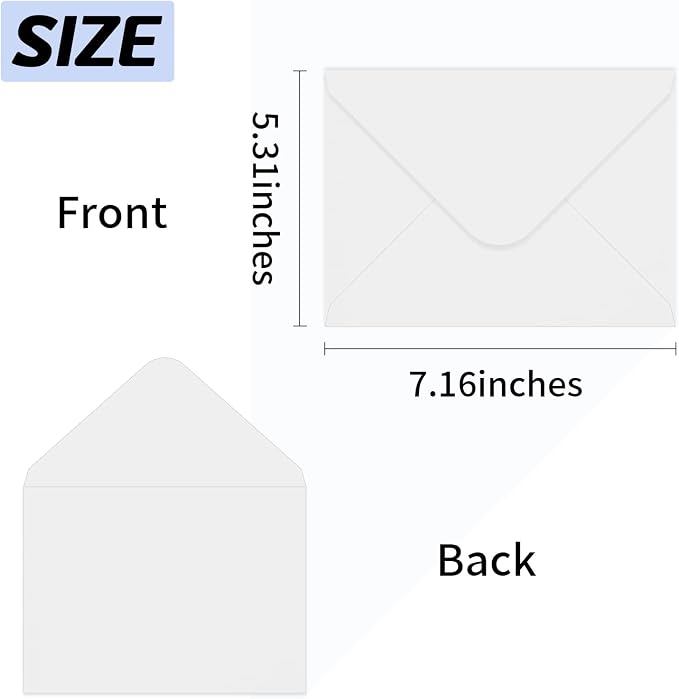 A7 Envelopes 200 Pack White Envelopes 5x7 V Flap, Suitable - Image 2