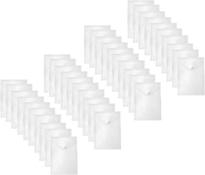 7x9 Clear Plastic Envelopes Hook Loop Closure Receipt Stickers Storage Holder by YESSART