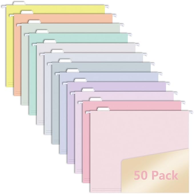 50pcs MagDurnus Hanging File Folders, Pastel Color Design, Letter Size by MagDurnus