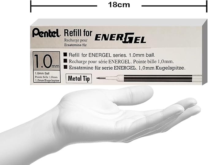 Pentel Refill Ink for EnerGel Liquid Gel Pen, Bold Line, Metal Tip, Box of 12 - Image 7