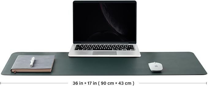 Cork Desk Mat - Dual-Sided Desk Pad for Office and Home - Desk Organization and Accessories - Ideal for Large Mouse Pad and Desk Mats on Top of Desks(Dark Green,90cmx 43cm)-DeskLoop Office