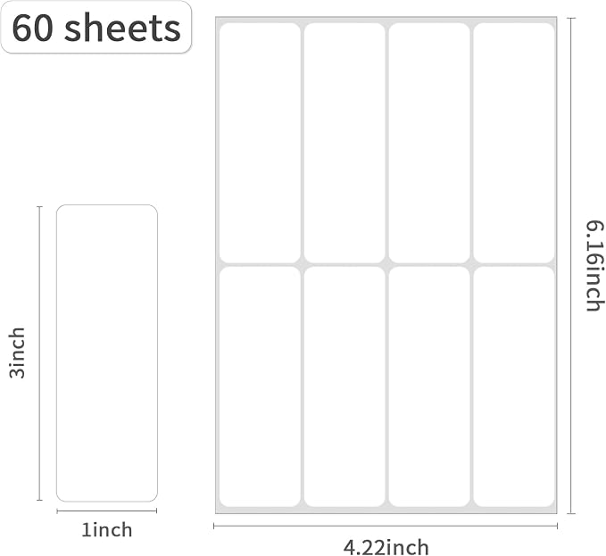 Ououstate 480 Pcs Removable White Label Stickers, 3 x 1 Inch Blank Rectangle - Image 2
