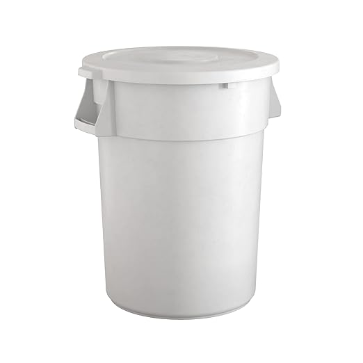 44 Gallon White Round Commercial Trash Can with Lid-DeskLoop Office