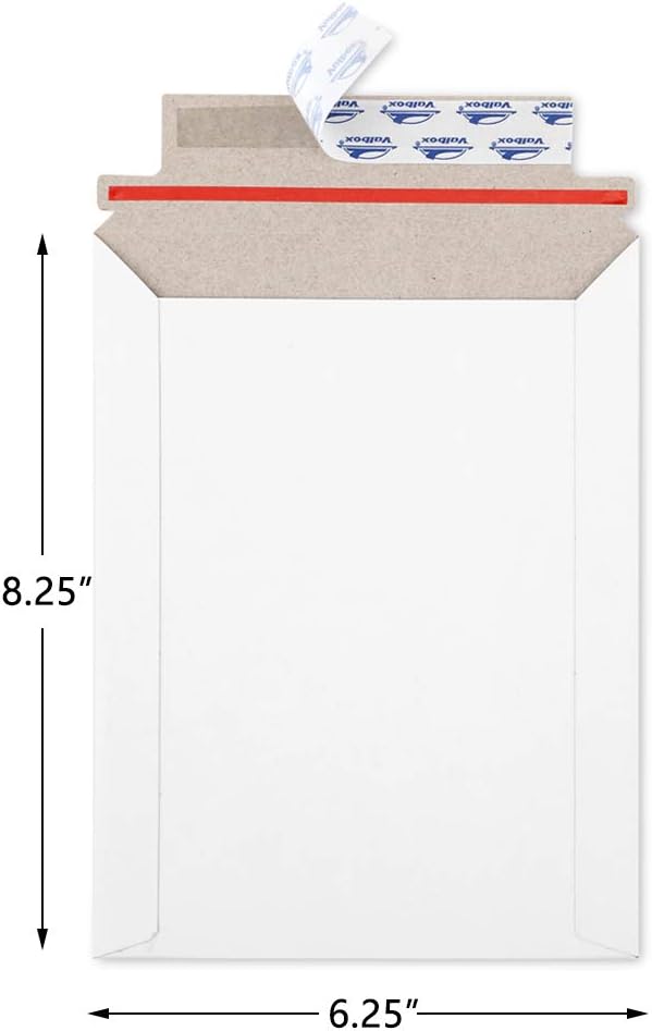 ValBox 6x8 Self Seal Photo Document Mailers 25 Pack Stay Flat White Cardboard - Image 2