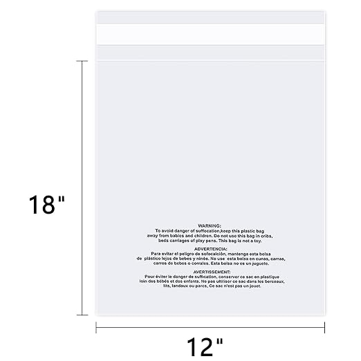 iMailer - 100 Count - 12" x 18" Poly Bags - Clear Plastic Packaging Bags - Image 2