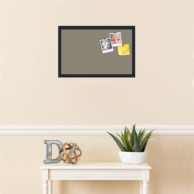 PinPix 22x14 Inch Cork Bulletin Board. This Decorative Framed Pin Board Comes with Pewter Design and a Satin Black Frame. Ideal for Home Office Decor or Message Board (PinPix-1812)-DeskLoop Office