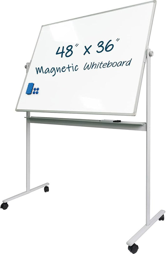 Rolling Whiteboard Magnetic Writeboard 48"x36" Flip Chart by YoupuStationery