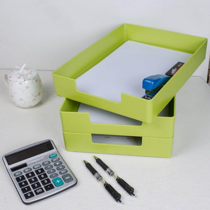 Letter Tray, 2 Pack Stackable Desk Organizer - Image 2