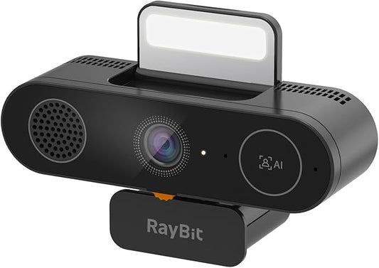5-in-1 Design 4K Webcam with Speaker and Microphone, Built-in Light, Privacy Cover, AI Auto-Framing Cam, Computer USB C Web Camera for PC, Desktop, Laptop, Mac, Streaming, Video Conference