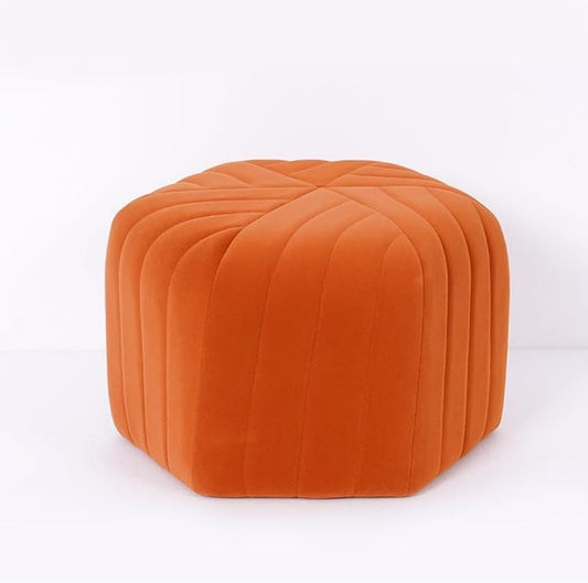 homary 18.5" Hexagonal Pouf Ottoman Upholstered, Velvet Footrest Rest Stools Modern Sofa Footrest Entryway Shoe Changing Stool, Low Coffee Table Footstool for Living Room/Bedroom/Entrway-Orange-DeskLoop Office