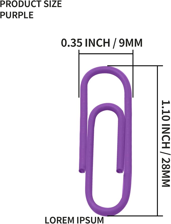 200 Pack Purple Metal Clips, 1.1 Inch / 28mm Vinyl Coated Decorative Paper - Image 3