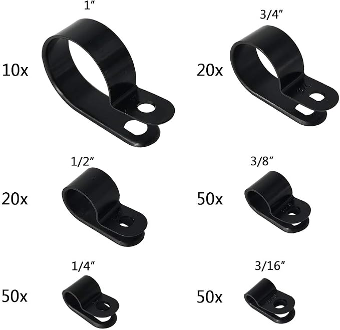 Cable Clamp 200 Pcs Black Nylon Screws Plastic R-Type Cable Clamp Clips - Image 2