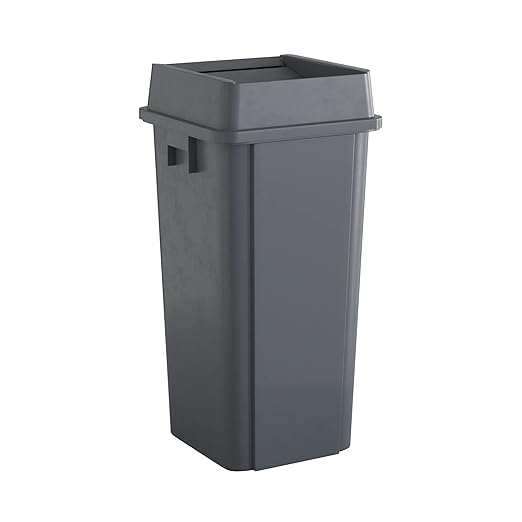 23 Gallon Grey Square Commercial Trash Can with Lid-DeskLoop Office