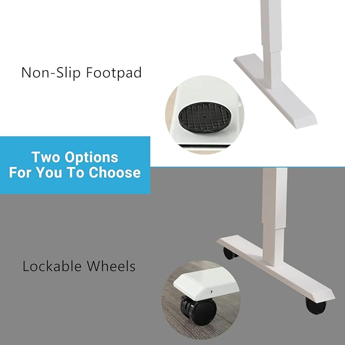 Electric Height Adjustable Standing Desk, 55 x 24 inches Sit - Stand Desk for Work or Home Office Push Button Memory Settings Oak+White Splice Board/White Frame-DeskLoop Office