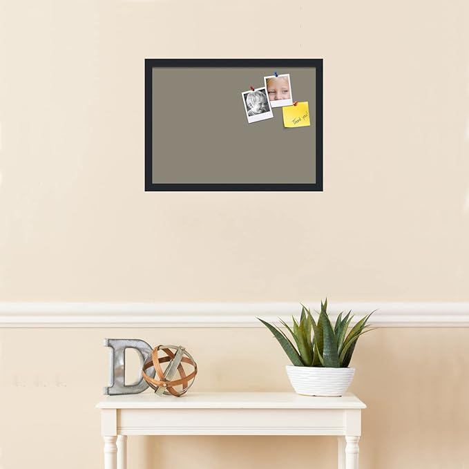 PinPix 21x15 Inch Cork Bulletin Board. This Decorative Framed Pin Board Comes with Pewter Design and a Satin Black Frame. Ideal for Home Office Decor or Message Board (PinPix-1812)-DeskLoop Office