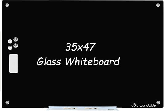 Magnetic Whiteboard, Tempered Glass White Board Frameless, Home School Supplies by JJworldwide