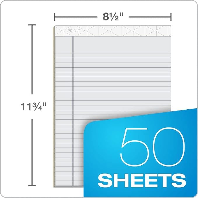 Tops Prism Writing Pads, 8-1/2" x 11-3/4", Legal Rule, Perforated, 50 Sheets - Image 3