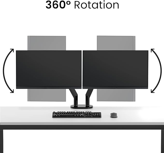 EVEO Premium Dual Monitor Mount 14"-35” Dual Monitor Arm VESA Bracket Adjustable Height Gas Spring Dual Monitor Stand, Screen Full Motion Dual Monitor Arm-Computer Monitor Stand for 2 Screens - White-DeskLoop Office