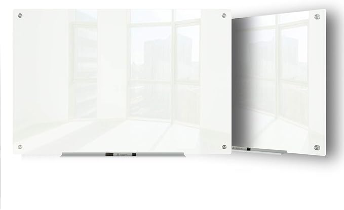 J&J worldwide Glass Dry Erase Board 23 x 35, Whiteboard Magnetic, Large Frameless White Boards for Walls, Includes Magnets, Marker Tray, Eraser for Office, Home, School-DeskLoop Office